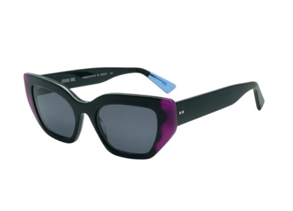 sunglasses urban owl women butterfly shape black acetate fuchsia details grey lenses uv protection