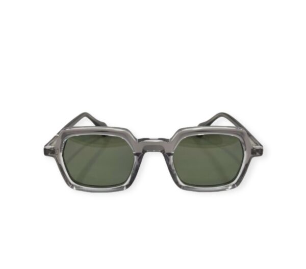 sunglasses tetras community men women unisex polygonal shape crystal grey plastic frame green lenses uvprotection