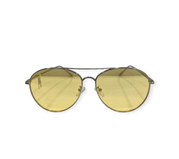 sunglasses tetras community men women unisex aviator shape silver metallic frame yellow lenses uv protection