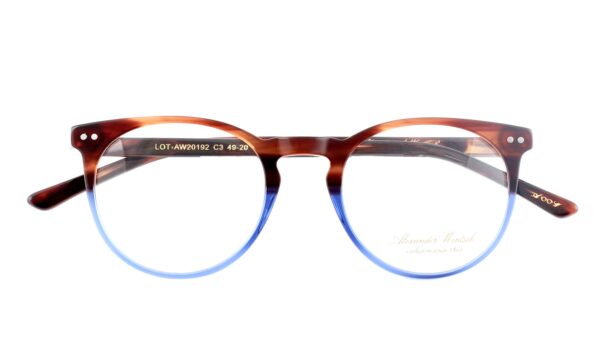 eyeglasses alexander wintch men women unisex round shape brown havana and blue acetate bicolor