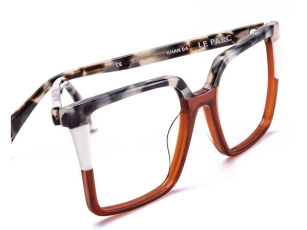 eyeglasses leparc women oversized square shape red, white and tortuga acetate