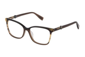 eyeglasses trussardi women square shape black and brown bicolor acetate brown havana details