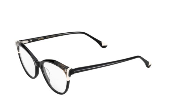 eyeglasses woodys barcelona women black acetate with beige and transparent details butterfly shape