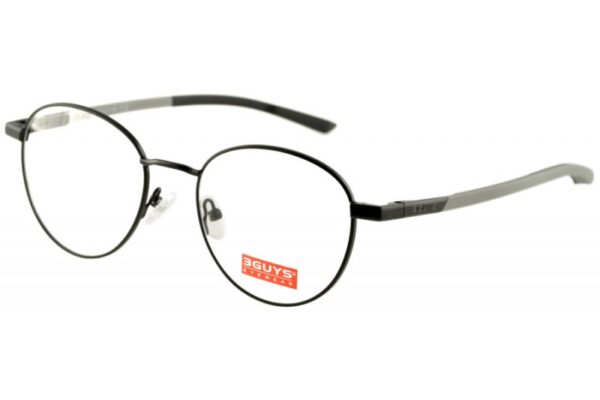 eyeglasses 3guys men women unisex round shape black metal frame grey plastic temples