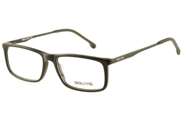 eyeglasses 3guys men rectangular shape black acetate black metal temples