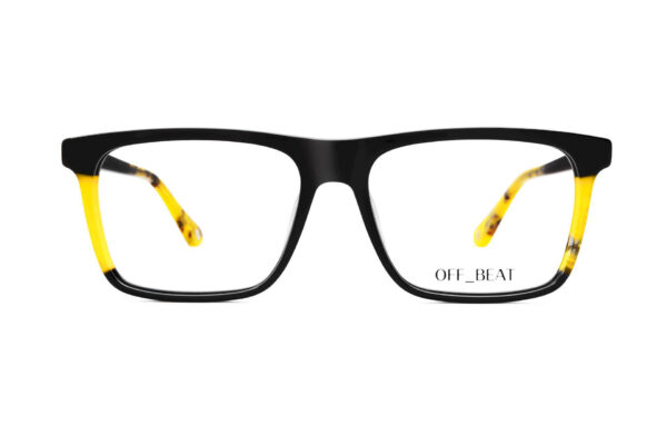 eyeglasses polar offbeat men square shape black acetate yellow details