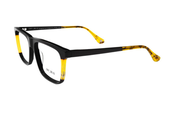 eyeglasses polar offbeat men square shape black acetate yellow details