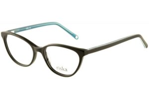 eyeglasses riska women butterfly shape black acetate petrol blue details