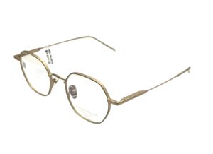 eyeglasses alexander wintsch women polygonal shape gold matte metallic frame olive green details