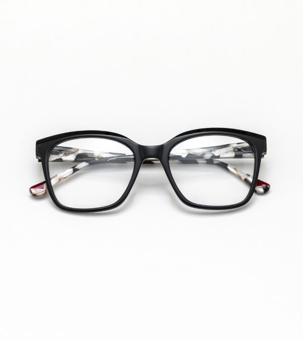 eyeglasses woodys barcelona women square shape (slightly butterfly) black acetate black and white temples