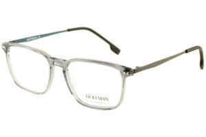 eyeglasses hoffman men square shape crystal grey acetate black metal temples