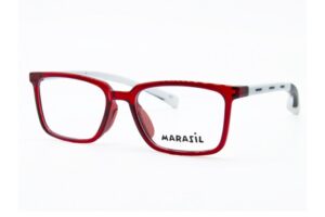 eyeglasses marasil kids square shape red plastic frame black and white temples