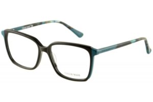 eyeglasses tailor made women square shape black acetate blue petrol details and temples