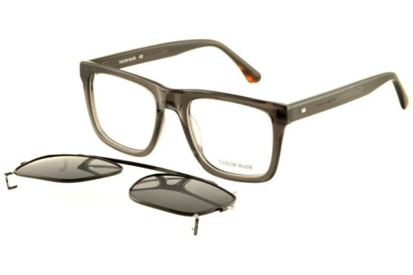 eyeglasses tailor made men square shape crystal grey acetate grey lenses clip on uv protection