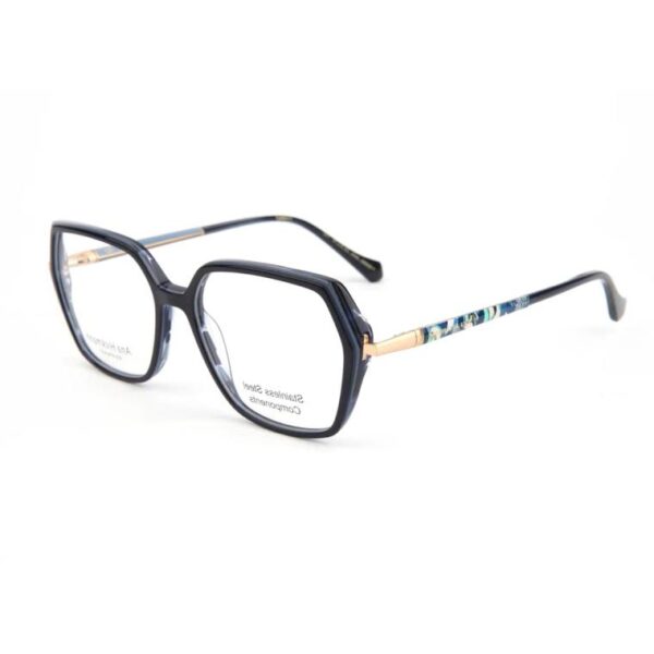 eyeglasses ana hickmann women square shape blue acetate metal temples