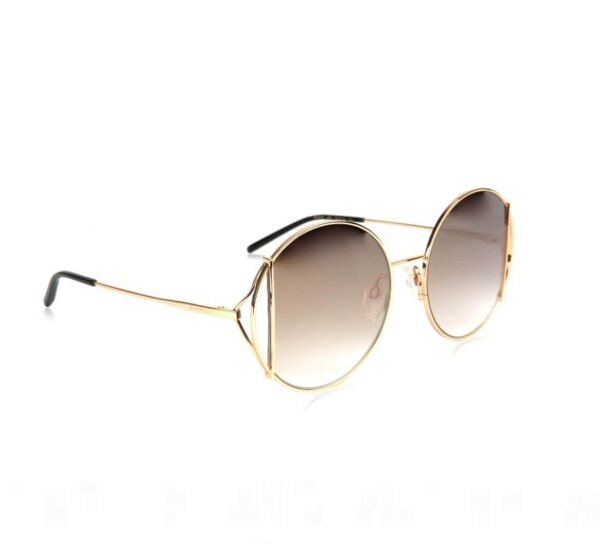 sunglasses ana hickmann women round shape gold metal frame gradient brown lenses (light mirror) with antrireflex coat uv protection