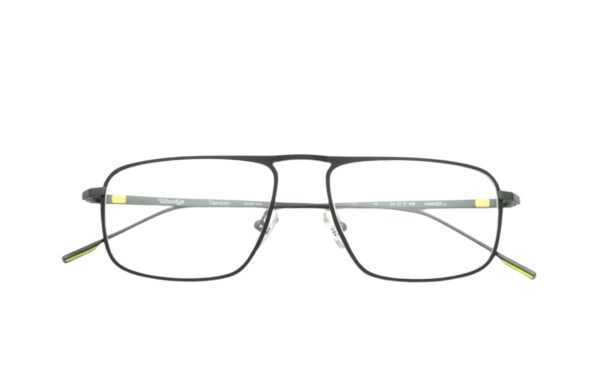 eyeglasses woodys barcelona men rectangular shape titanium frame black color olive green temples