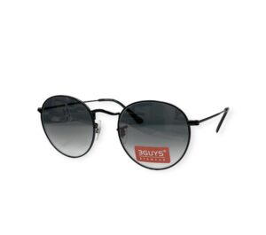 sunglasses 3guys men women unisex round shape black metal frame gradient grey glass lenses antireflex coating uvprotection