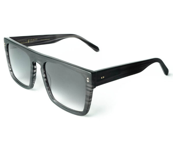 sunglasses alexis amor men square shape matte grey stripe acetate gradient grey lenses antireflective coat uv protection