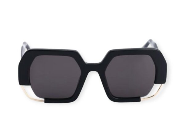 sunglasses zeus dione women square shape black acetate gold metallic details grey lenses by zeiss uv protection