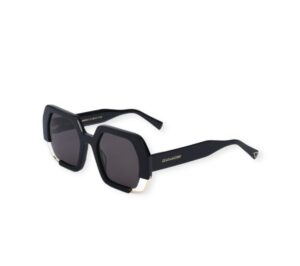 sunglasses zeus dione women square shape black acetate gold metallic details grey lenses by zeiss uv protection