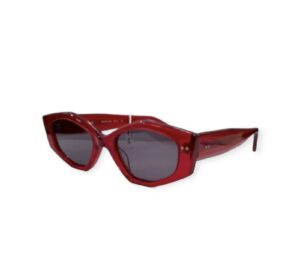 sunglasses bluesky women polygonal shape red acetate grey lenses anti reflex coat uv protection