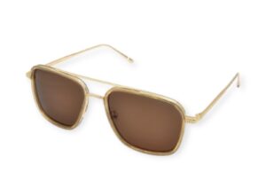 sunglasses funky buddha men women unisex aviator shape gold metallic frame brown polarized lenses uv protection