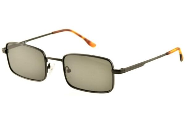 sunglasses tailor made men women unisex rectangular shape black metallic frame grey lenses antireflective lenses uv protection