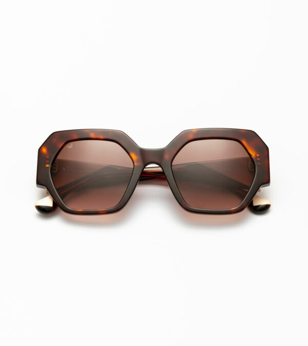 sunglasses woodys barcelona women polygonal shape brown havana acetate beige details brown polarized lenses uv protection