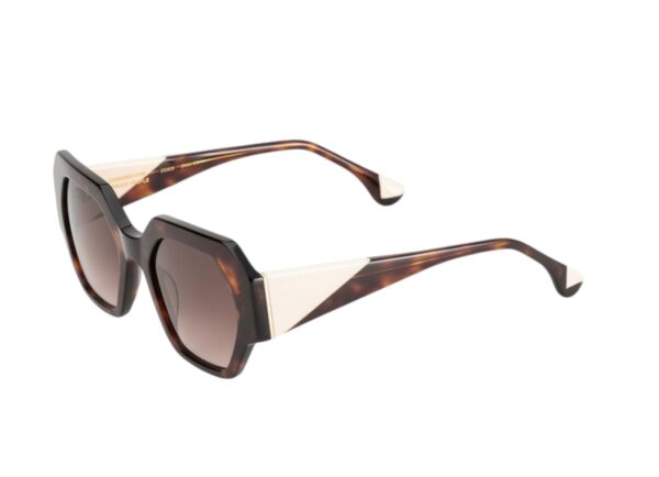 sunglasses woodys barcelona women polygonal shape brown havana acetate beige details brown polarized lenses uv protection