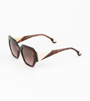 sunglasses woodys barcelona women polygonal shape brown havana acetate beige details brown polarized lenses uv protection