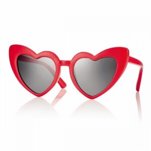 sunglasses centrostyle kids girls heart shaped red plastic frame grey lenses uv protection