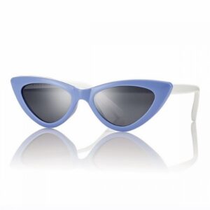 sunglasses centrostyle kids girls cat eye shape blue plastic frame white temples grey lenses uv protection