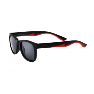 sunglasses polar kids unisex square shape black plastic frame red details grey super polarized lenses uv protection