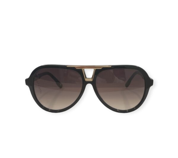 sunglasses eppoca men women unisex aviator shape black acetate gold metallic details gradient brown lenses uv protection