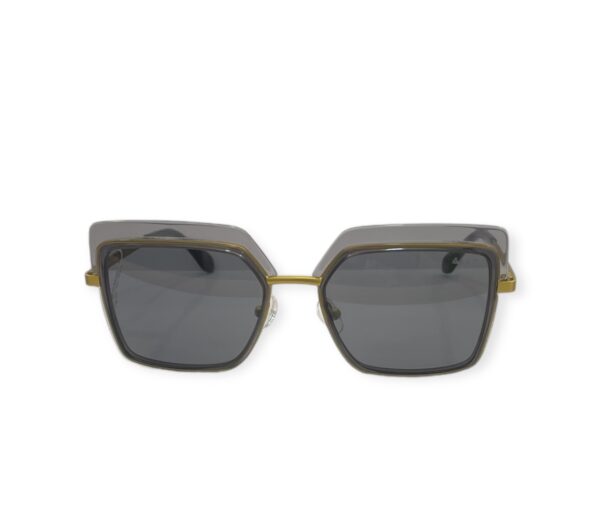 sunglasses mad in italy women square shape yellow metallic frame crystal grey acetate details grey lenses uv protection