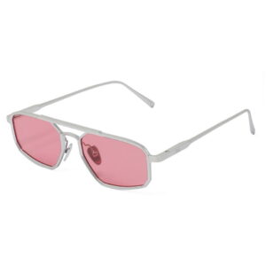 sunglasses johnocera men women unisex aviator shape silver metallic frame pink polarized lenses uv protection