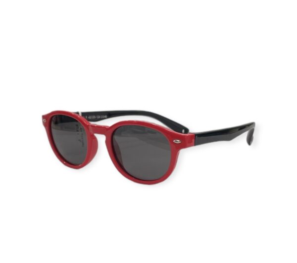 sunglasses marasil kids boys girls round shape red plastic frame black temples grey polarized lenses uv protection