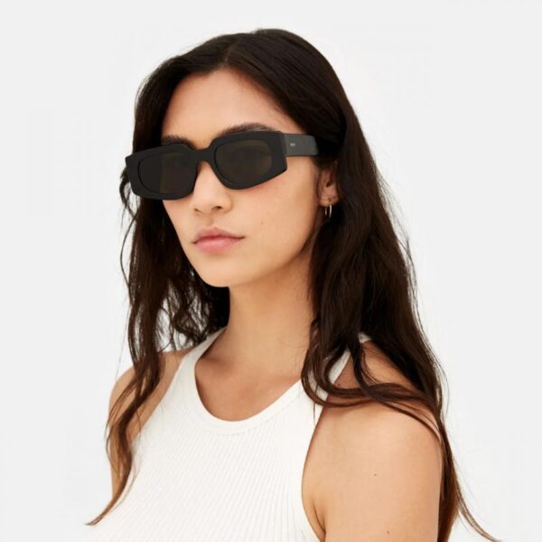 sunglasses retrosuperfuture men women unisex geometrical shape black acetate grey lenses by zeiss uv protection