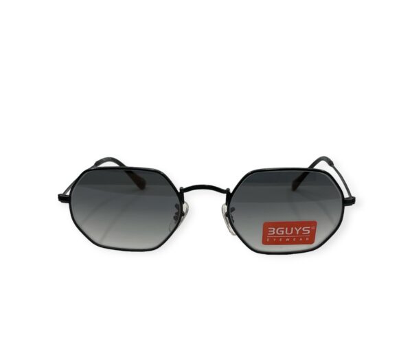 sunglasses 3guys men women unisex polygonal metallic frame black color gradient grey lenses antireflective coat uv protection