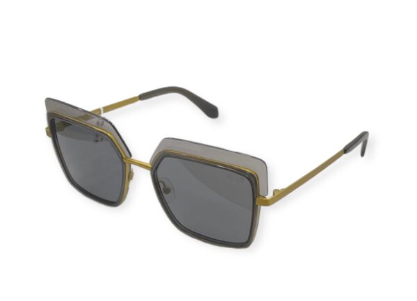 sunglasses mad in italy women square shape yellow metallic frame crystal grey acetate details grey lenses uv protection