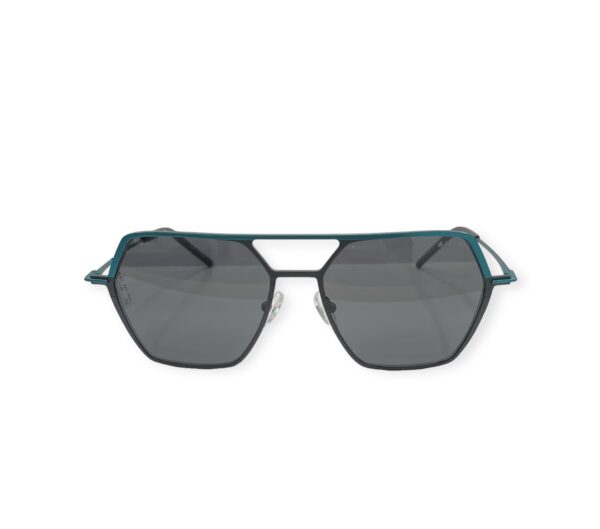 sunglasses mad in italy men aviator shape black and petrol blue titanium frame grey lenses yv protection