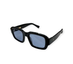 sunglasses zeus dione men women unisex square shape black acetate aqua lenses by zeiss uv protection