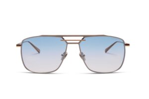 sunglasses kreuzbergkinder men women unisex aviator shape silver metallic frame with gold color details gradient aqua lenses antireflective coat uv protection