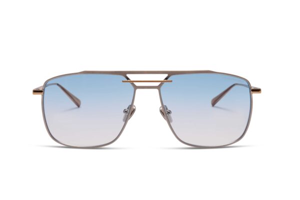 sunglasses kreuzbergkinder men women unisex aviator shape silver metallic frame with gold color details gradient aqua lenses antireflective coat uv protection