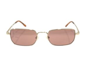 sunglasses tailor made men women unisex rectangular shape gold metallic frame pink antireflectice ;enses un protection