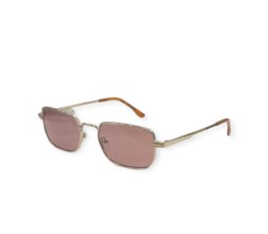 sunglasses tailor made men women unisex rectangular shape gold metallic frame pink antireflectice ;enses un protection