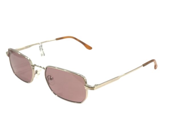 sunglasses tailor made men women unisex rectangular shape gold metallic frame pink antireflectice ;enses un protection