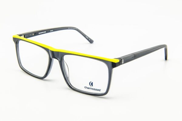 eyeglasses charmossas men square shape grey acetate yellow detail