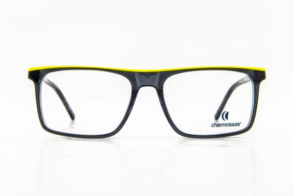 eyeglasses charmossas men square shape grey acetate yellow detail